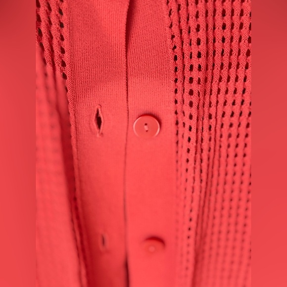 EUC Chico's Open Knit Button-Up Cardi & Tank Top SZ 2 (L/12) Coral/Burnt Orange - Picture 6 of 16